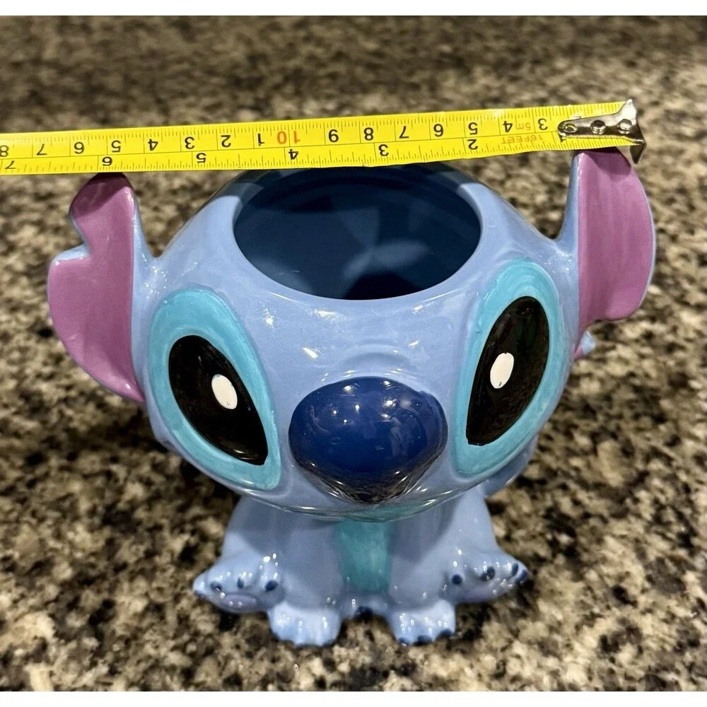 Disney 20oz 3D Blue Stitch Shaped Mug Sitting Figure Silver Buffalo Cup